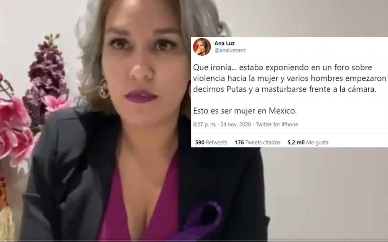 Hombres se masturban en foro digital sobre violencia contra la mujer frente a las participantes