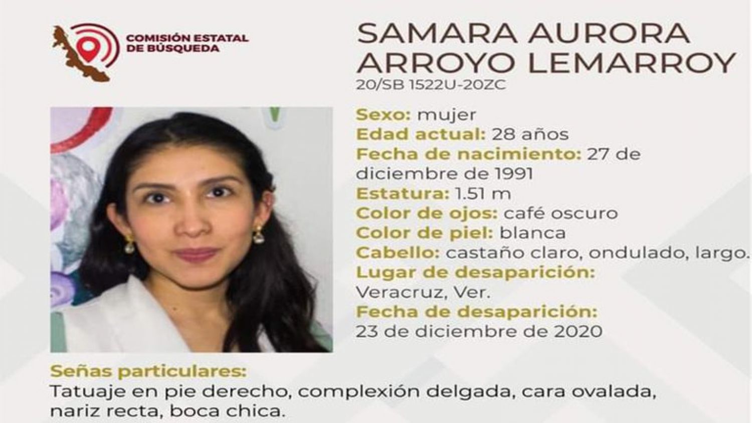 Hallaron muerta a Samara Aurora Arroyo, ex alumna de la IBERO, nutrióloga desaparecida en Veracruz desde diciembre