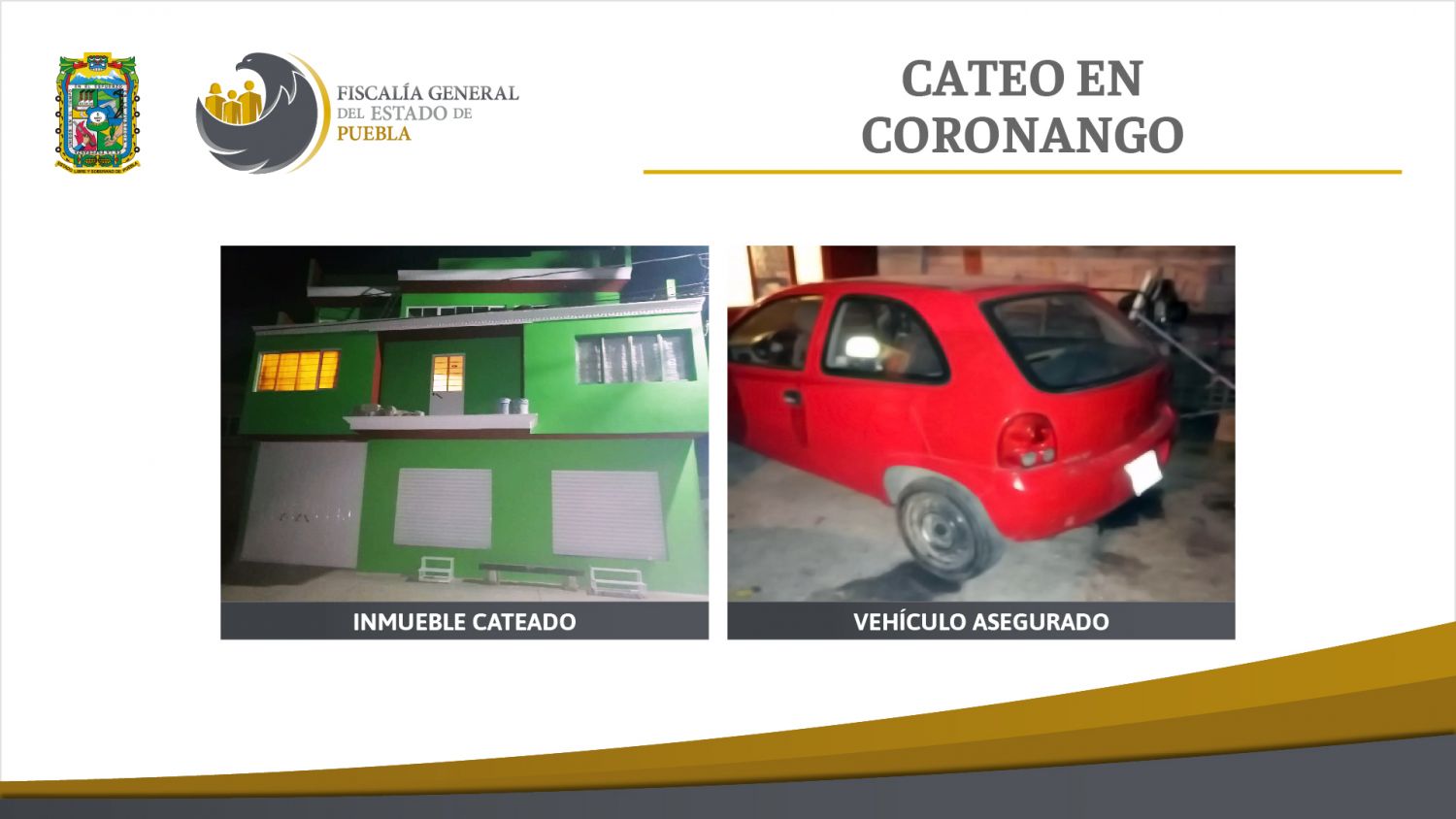 Fiscalía de Puebla ubicó y aseguró vehículo robado en Coronango
