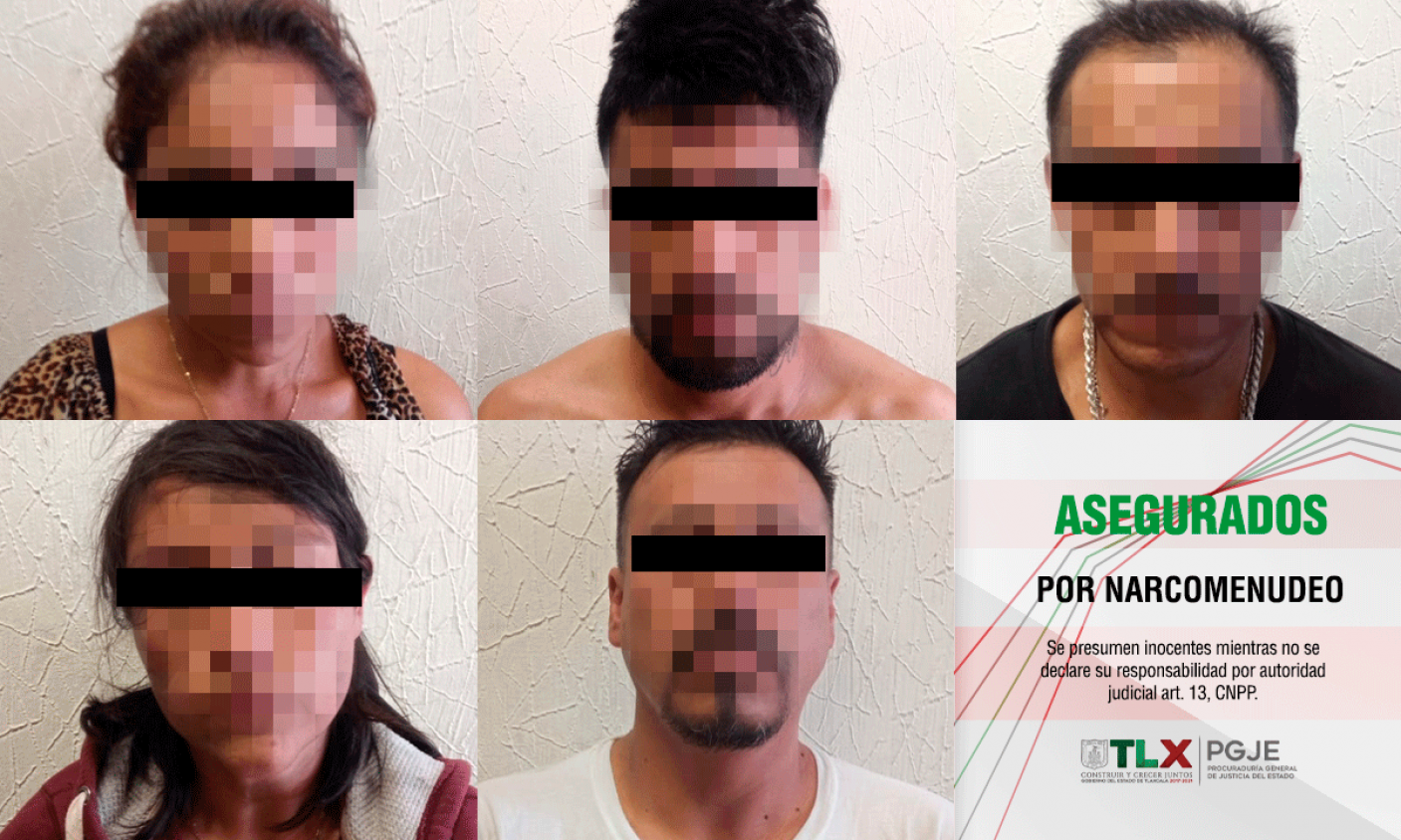 Asegura PGJE a cinco personas con 20 envoltorios de droga sintética