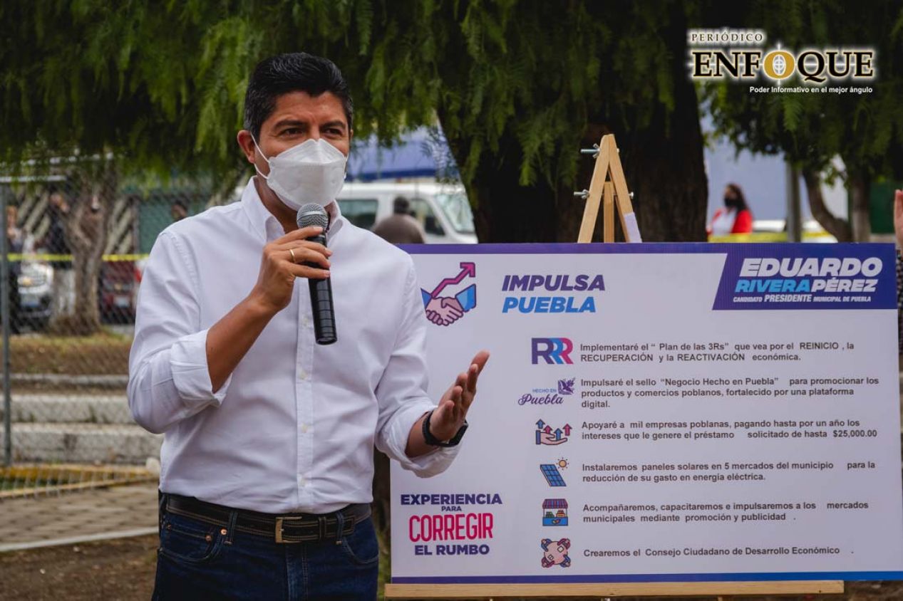 Eduardo Rivera presenta programa de reactivación económica para Puebla
