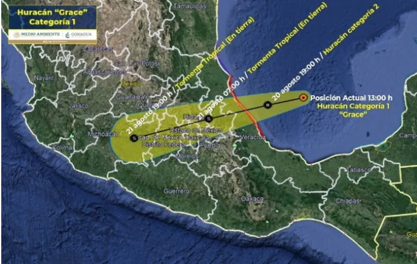 Prevén huracán "Grace" alcance la categoría 2 antes de entrar a Veracruz