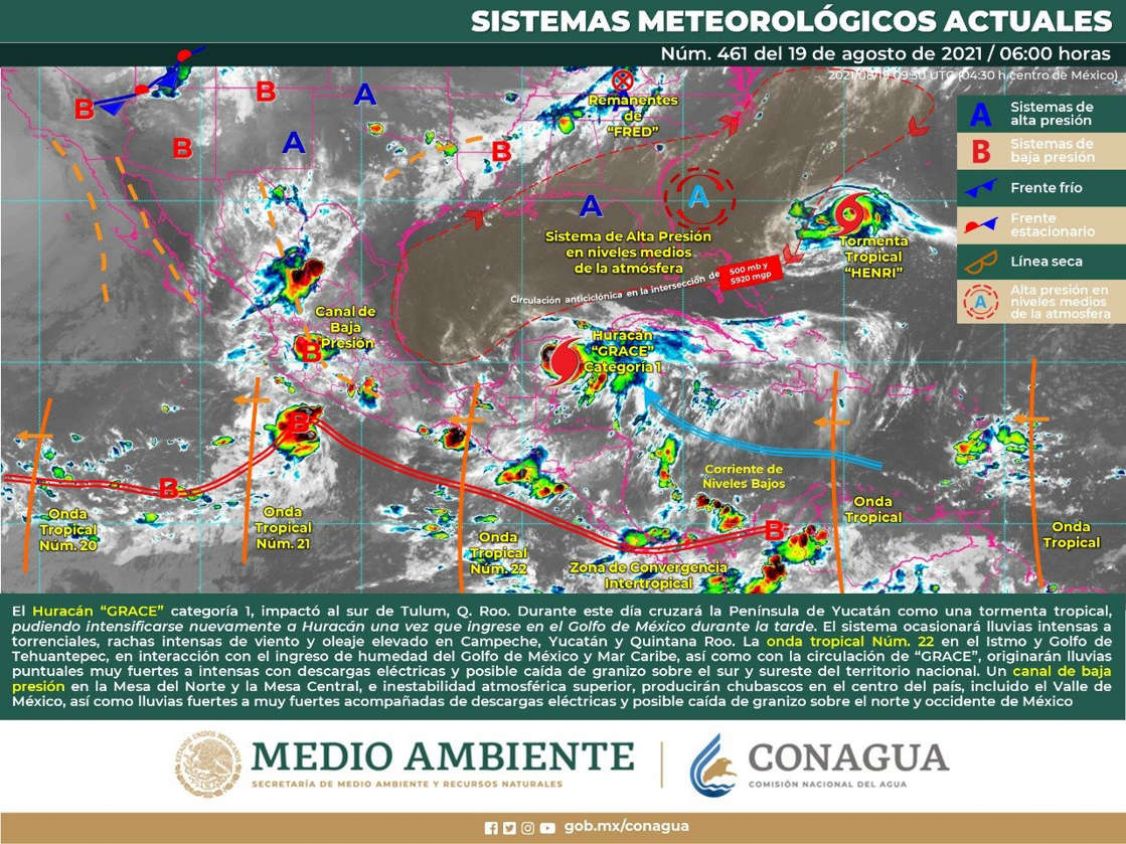 ¡El huracán ‘Grace’ categoría 1, ya llegó a la Península de Yucatán!