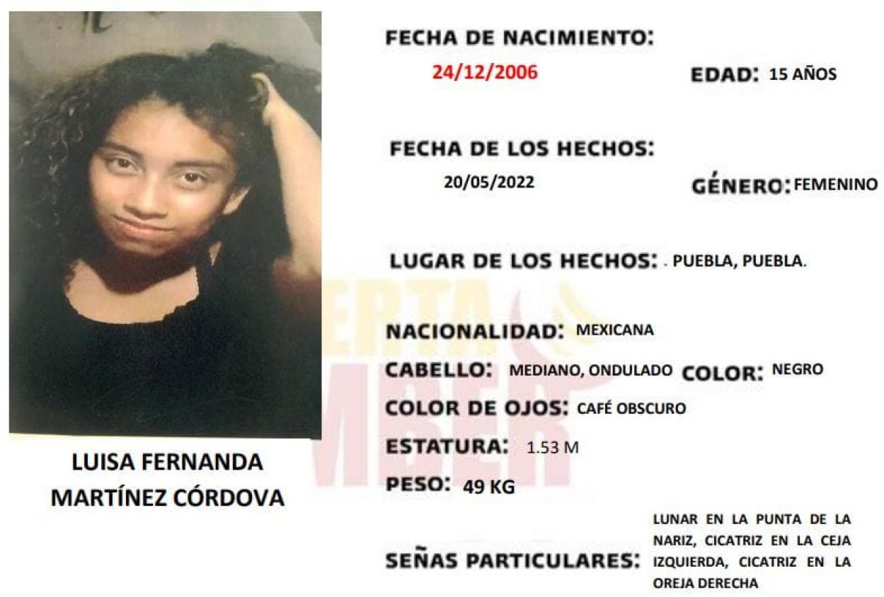 Fernanda Martínez, de 15 años, desapareció en Puebla, ayuda a localizarla