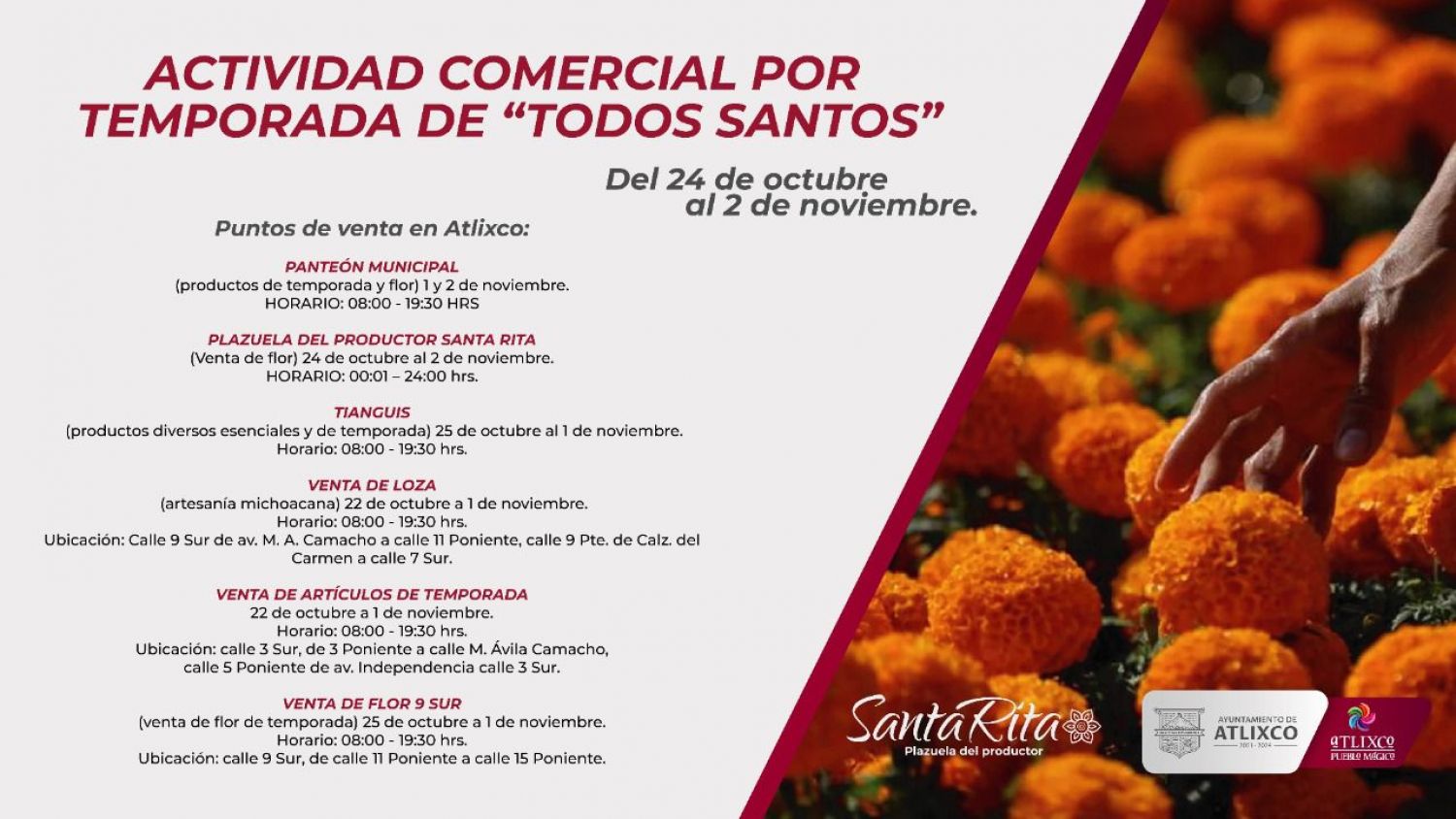 Estos son los lineamientos para el comercio en Atlixco durante temporada de Todos Santos 