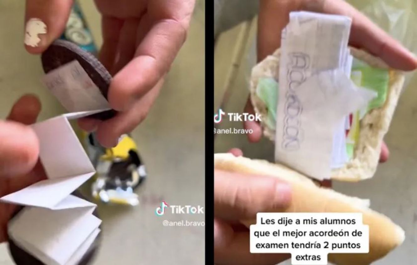 Maestra premia a los mejores "acordeones" para examen, nunca se imagino el resultado, se hace viral (Vídeo)