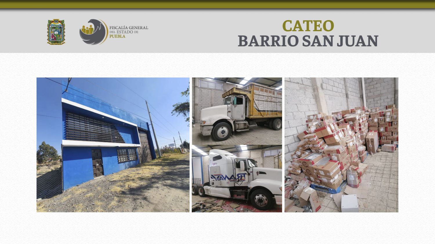 En cateo la FGE recuperó 2 vehículos y 480 cajas de mercancía robada