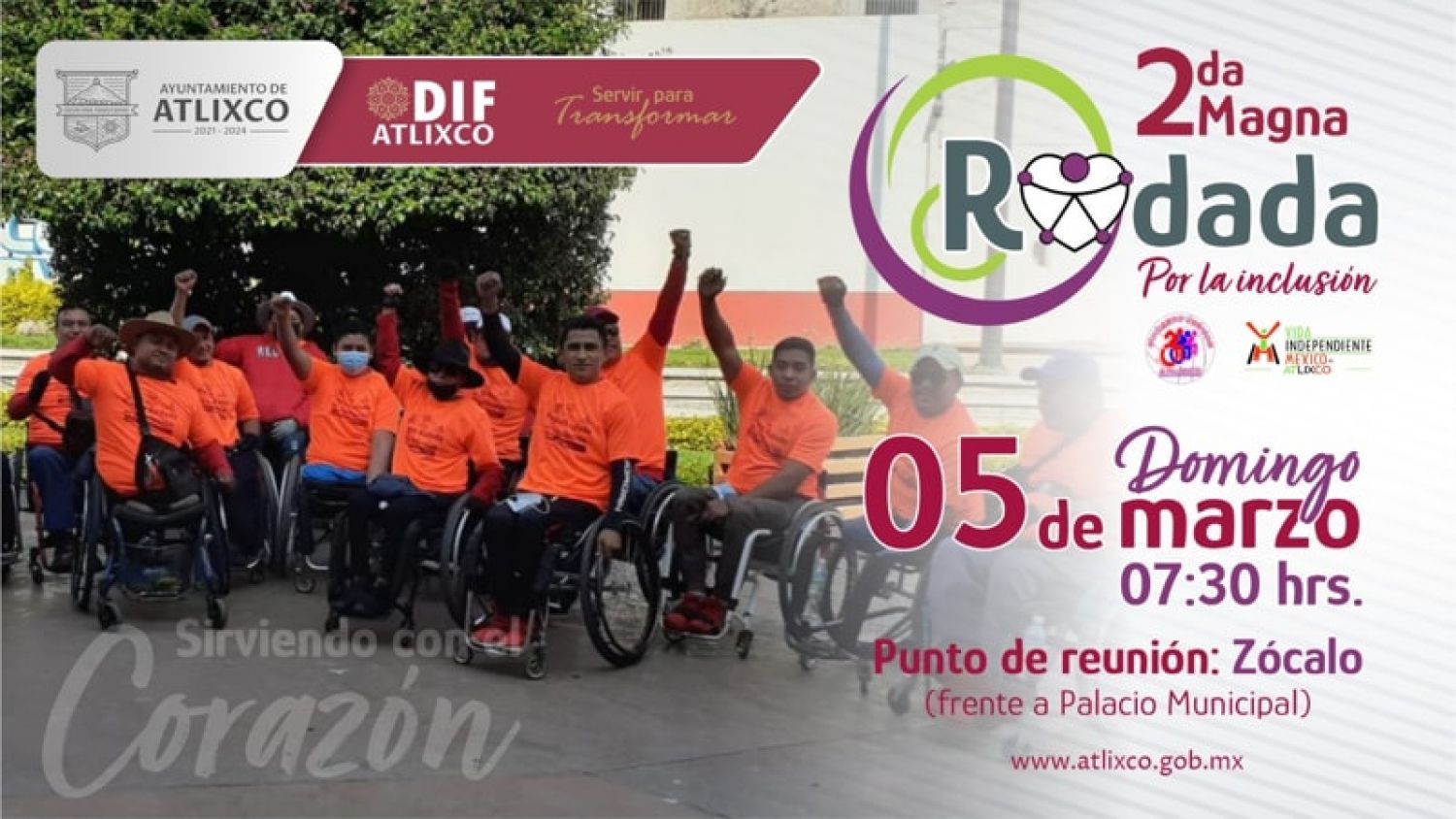 Segunda Magna Rodada por la inclusión busca concientizar y apoyar el movimiento para personas con discapacidad en Atlixco