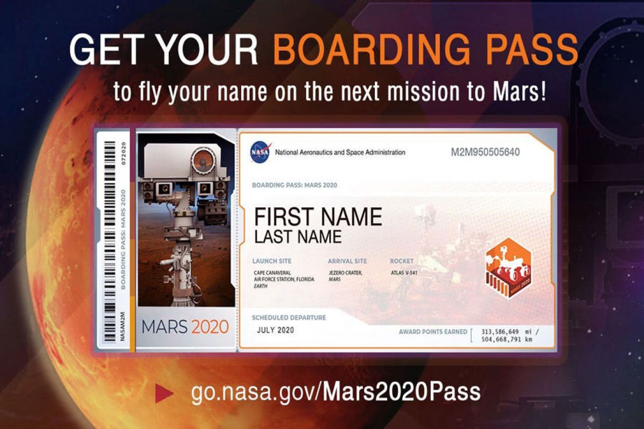 La nasa enviará tu nombre a marte en 2020