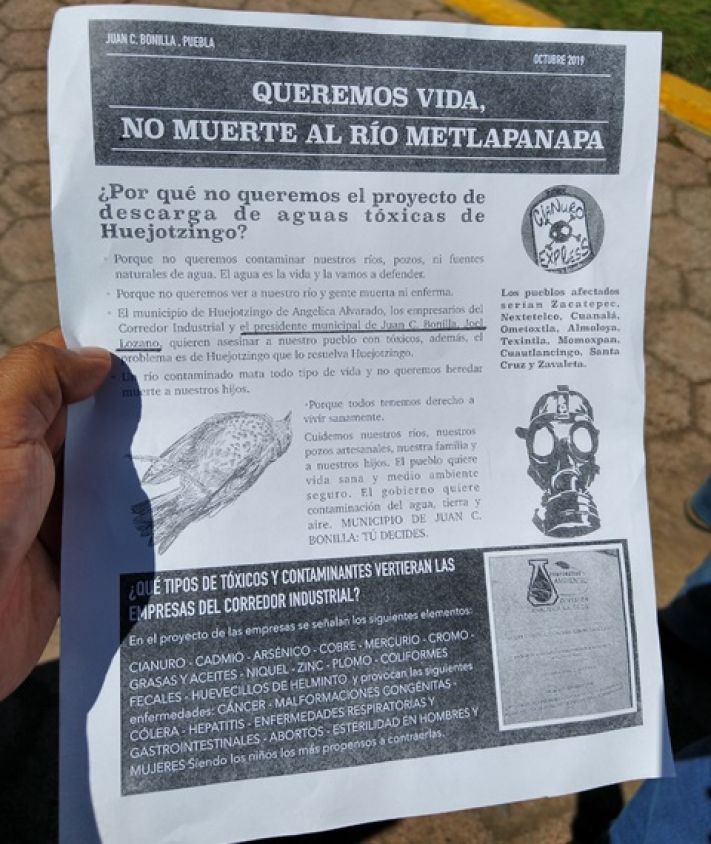 Exigen a Joel Lozano niegue autorización a descargas de parque industrial de Huejotzingo 