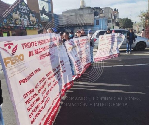 Protesta FERRO en Calpulalpan contra privatización de ferrocarriles