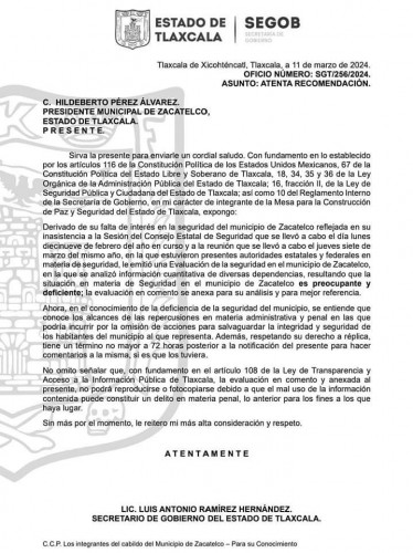 Alcalde de Zacatelco bajo la mira penal por presunta omisión en seguridad