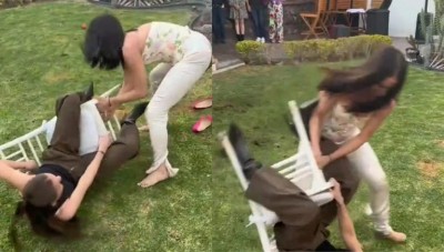 Mujeres se lo toman muy en serio y terminan peleándose en el juego de las sillas (Vídeo)