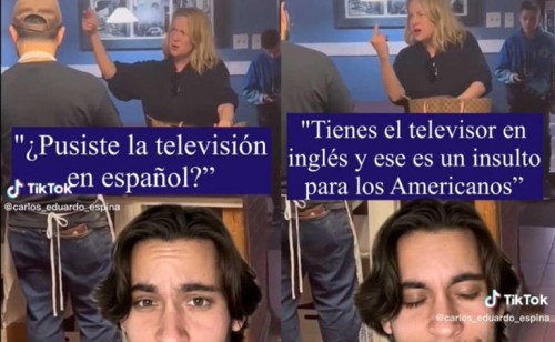 Mujer en EU discrimina a dueño de un local por tener televisión en español (Vídeo)