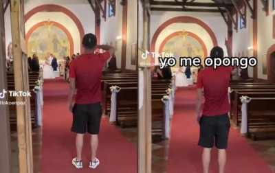 Joven interrumpe boda gritando "yo me opongo"para hacer una broma; reacciones se hacen virales (Vídeo)