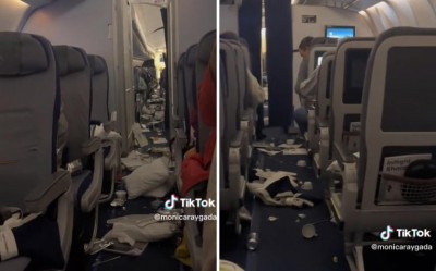 Turbulencia desata terror y caos entre pasajeros, el avión cayó en picada durante 20 segundos (Vídeo)