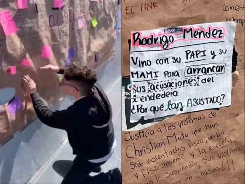 Exhiben a joven por borrar su nombre de un tendedero de denuncias de acoso en el 8M (Vídeo)