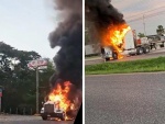 Criminales queman camiones por operativo de autoridades 