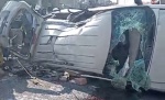 Deja 9 personas lesionadas caída de camioneta de puente en Xaloztoc