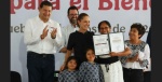 Claudia Sheinbaum durante la entrega de viviendas en Puebla