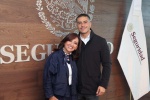 Foto: Cortesía Lorena Cuéllar y Omar García Harfuch durante reunión de trabajo.