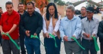 Ariadna Ayala durante la entrega de una obra de pavimentación en Atlixco.