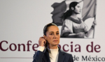 Claudia Sheinbaum durante una conferencia matutina en Palacio Nacional.