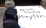 Foto: Cortesía Padres de Andrea Maylin durante una exigencia de justicia en Morelos.