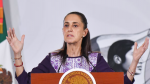 Claudia Sheinbaum durante una conferencia de prensa en Palacio Nacional.