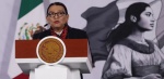 Rosa Icela Rodríguez durante una conferencia