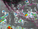 Imagen satelital de sistemas de baja presión en el Pacífico mexicano.