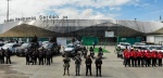 Elementos de seguridad durante el arranque del Operativo Vacaciones Seguras en Puebla.
