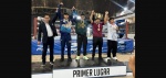 Fabrizio López Vázquez durante una competencia de boxeo.