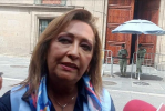 Foto: Cortesía Gobernadora Lorena Cuéllar durante un evento público en Tlaxcala