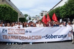 Asamblea con miles de personas en el centro de Tlaxcala.