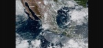 Nubes de tormenta sobre una zona montañosa de Puebla.