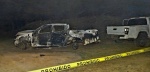 Camioneta quemada en zona rural tras enfrentamiento armado