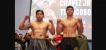 Julio César Chávez Jr. durante el pesaje previo a la pelea en Puebla.