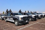 Policías vigilan calles de Tlaxcala durante festejos patrios.