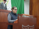 Diputada Sandra Aguilar durante sesión del Congreso de Tlaxcala