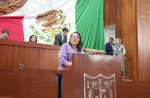 Foto: Cortesía Laura Flores habla en el Congreso de Tlaxcala