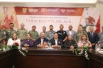 Foto: Cortesía Autoridades de Tlaxcala y Veracruz durante reunión de seguridad